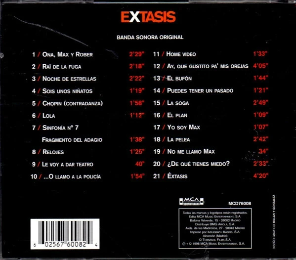CD Compilation "Extasis (Banda Sonora Original)" – photo 2